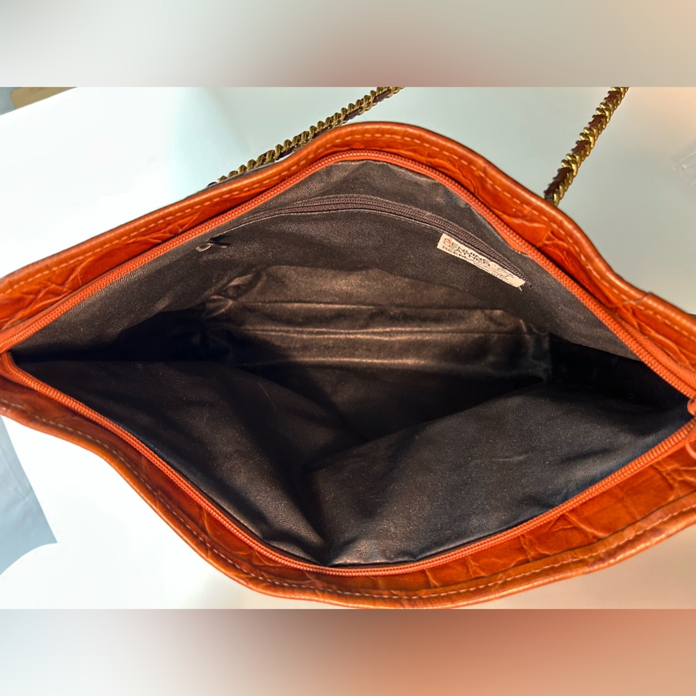 Vintage Genuine Leather by Reem Brown Croc Embossed Leather Tote Bag - Picture 5 of 16